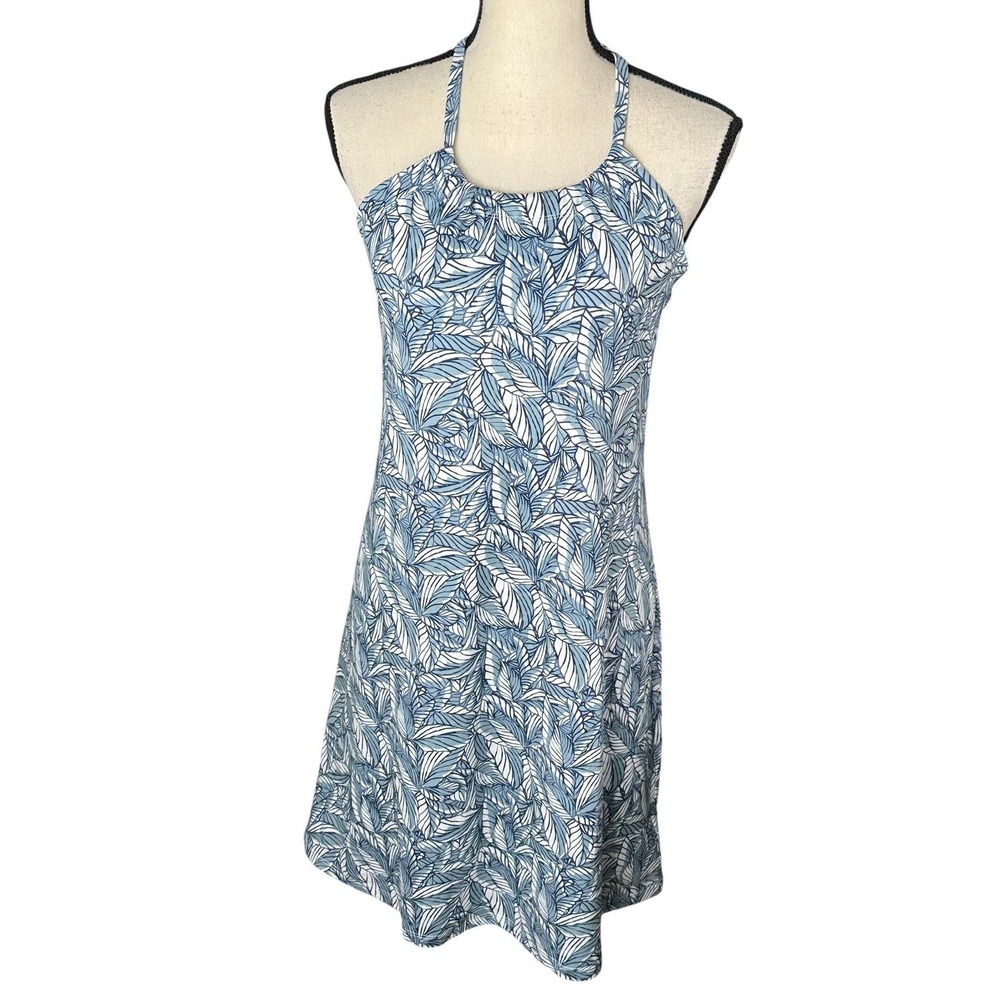 Eddie Bauer Women's‎ Sz S Sleeveless Harmony Dress Color: Ombre Blue Simple Palm